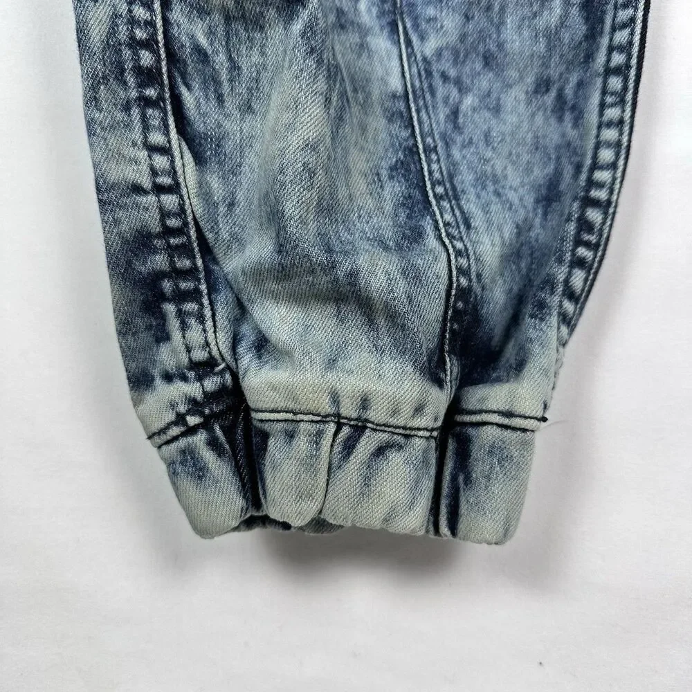Jordan Craig Jeans Mens 40x34 Acid Wash Jogger Drawstring Slim Fit Denim Blue